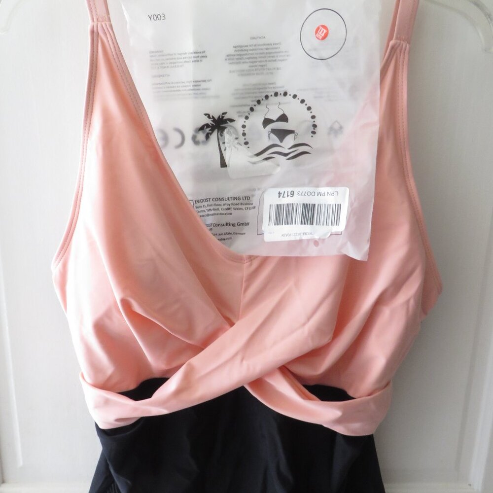 CUPSCHE XXL Peach & Black One Piece Swimsuit NEW in bag